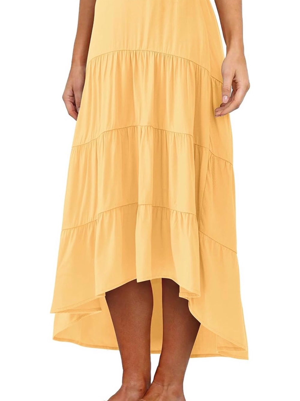 Tiered High-Low Maxi Skirt - Yellow